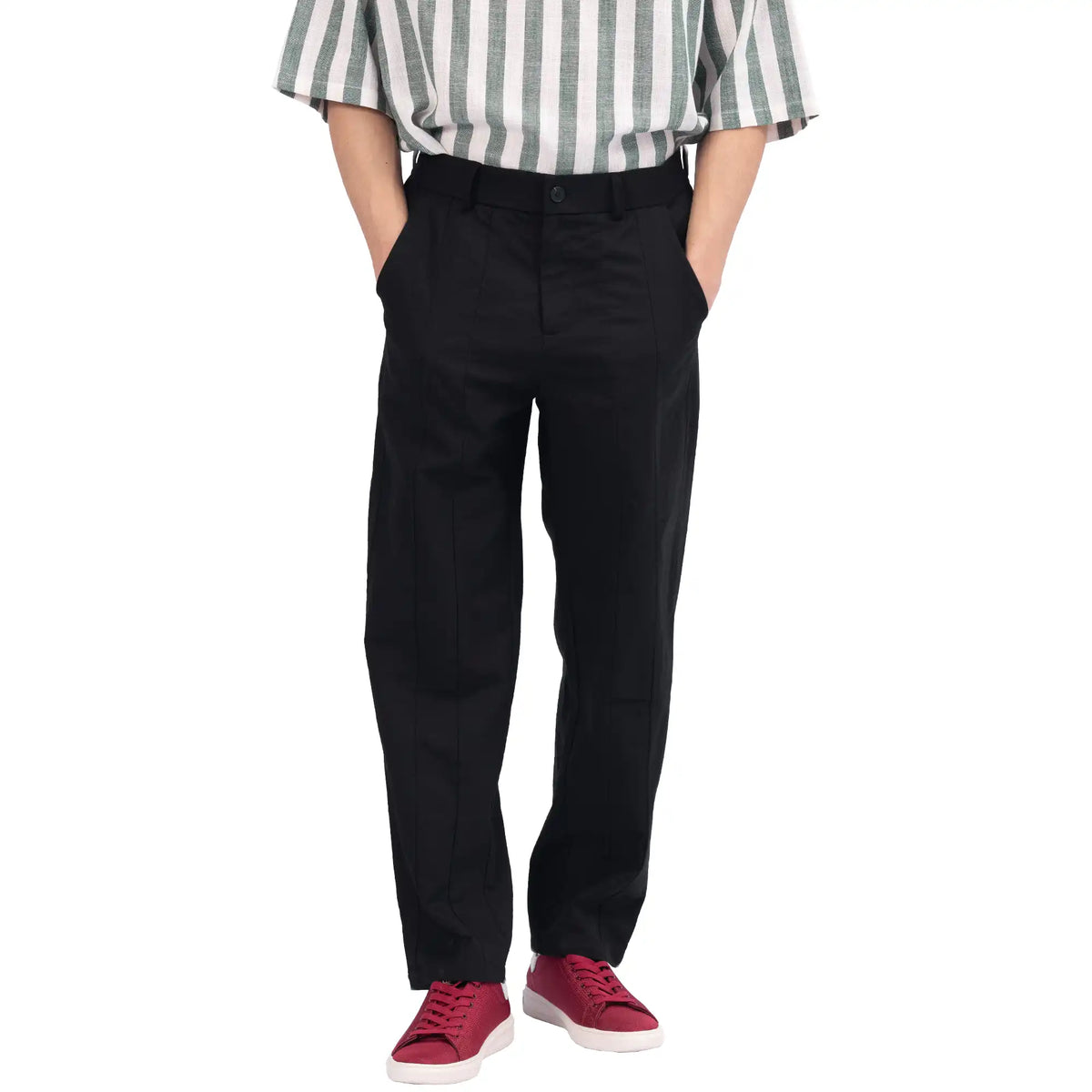 Black Ordinary Linen Pants For Men Image