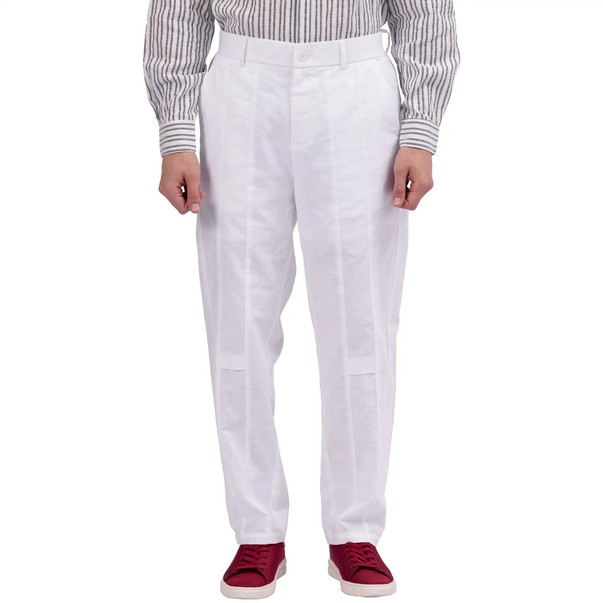 White Ordinary Linen Pants For Men Image