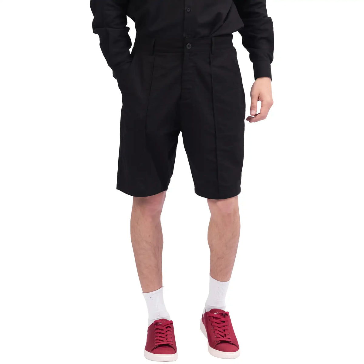 Black Ordinary Linen Shorts For Men Image