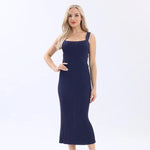 Navy Plain Basic Dress For Women Image