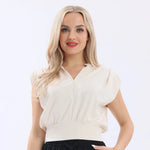 Beige Plain Basic T.Shirt For Women Image