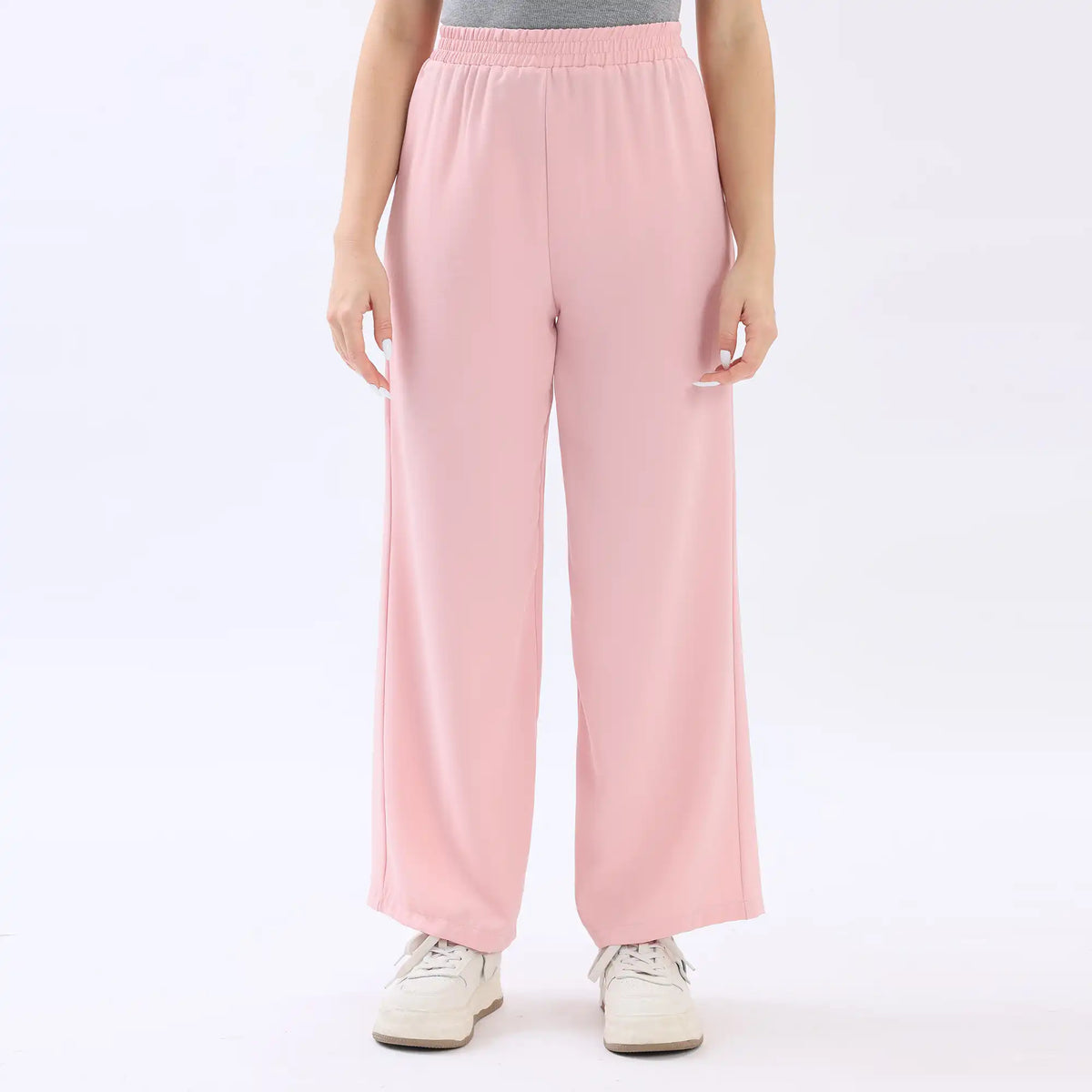 Pink Wide-Leg Basic Pants For Women Image