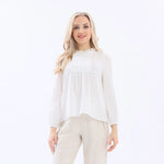 White Checked Linen Blouse For Women Image