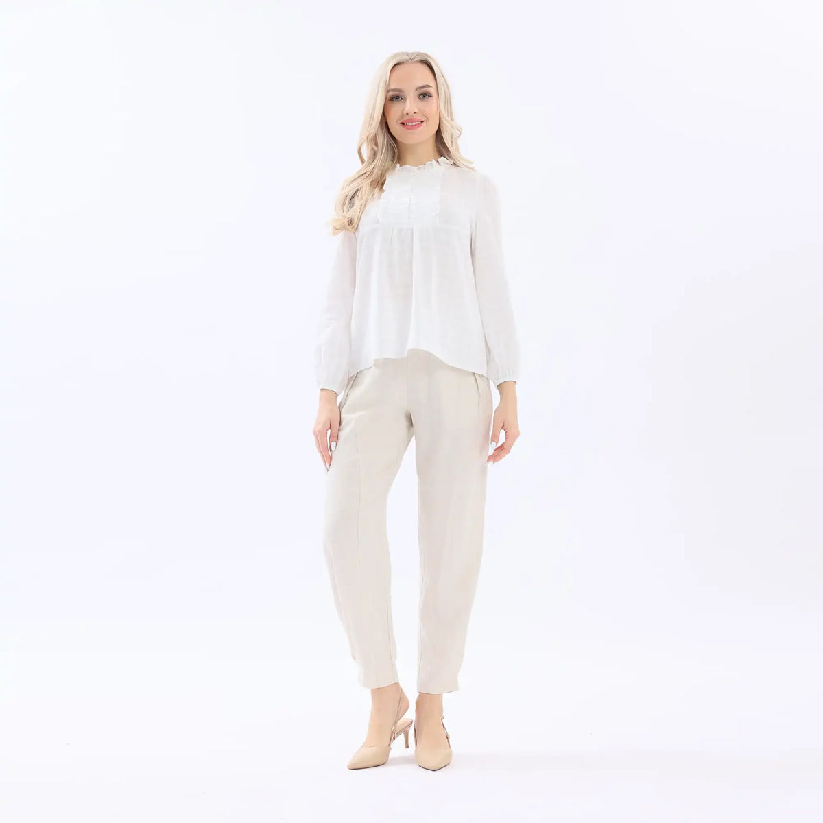 Checked Linen Blouse For Women Image