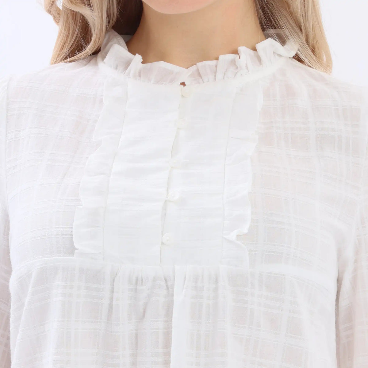 Checked Linen Blouse For Women Image