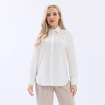 White Plain Linen Shirt For Women Image