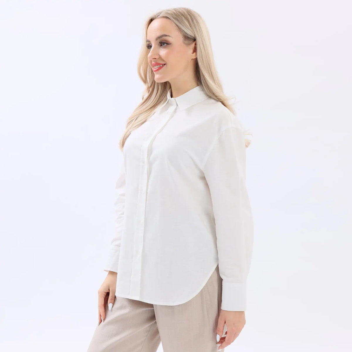 Plain Linen Shirt For Women Image