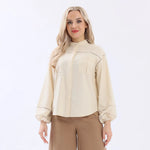 Light Yellow Plain Linen Shirt For Women Image