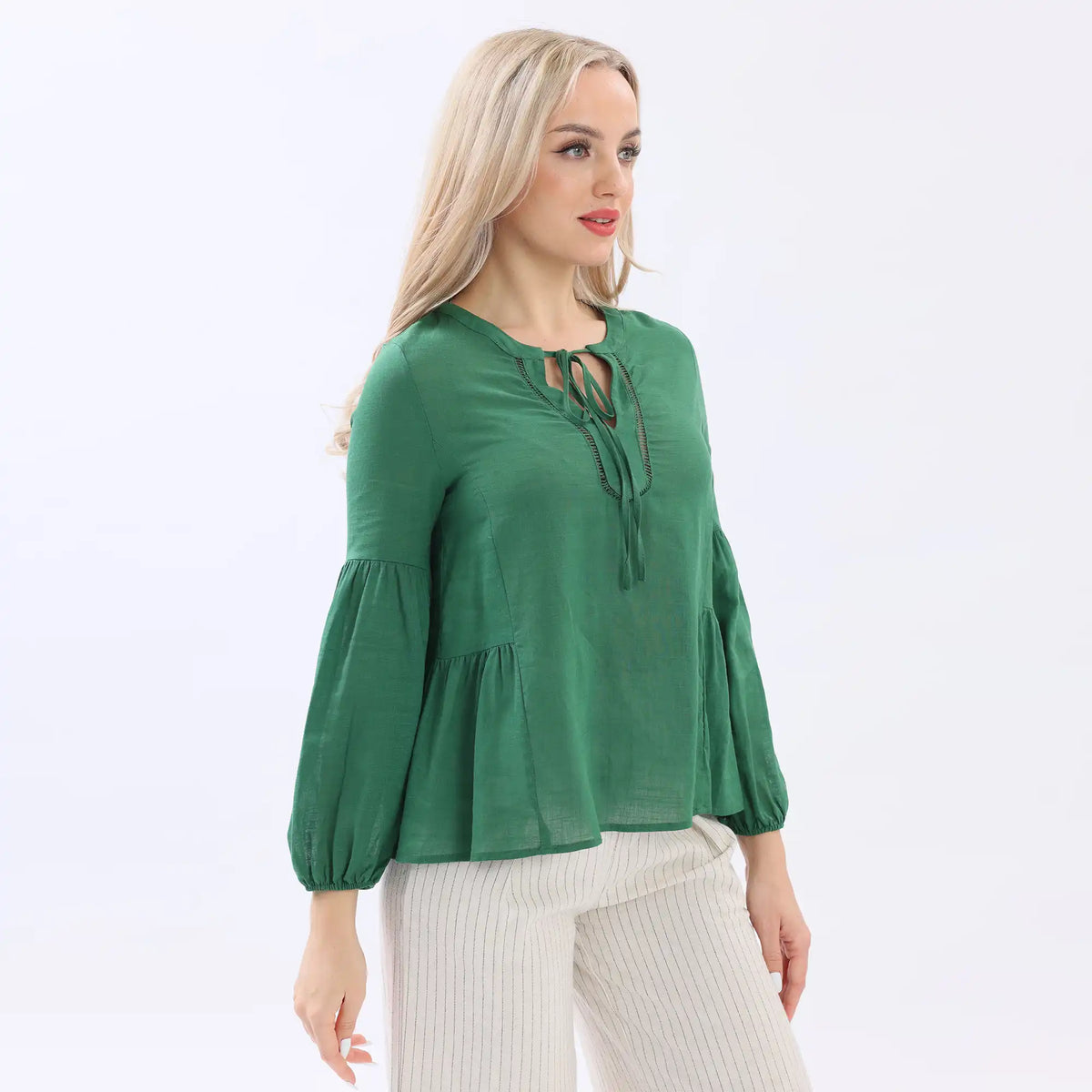 Plain Linen Blouse For Women Image