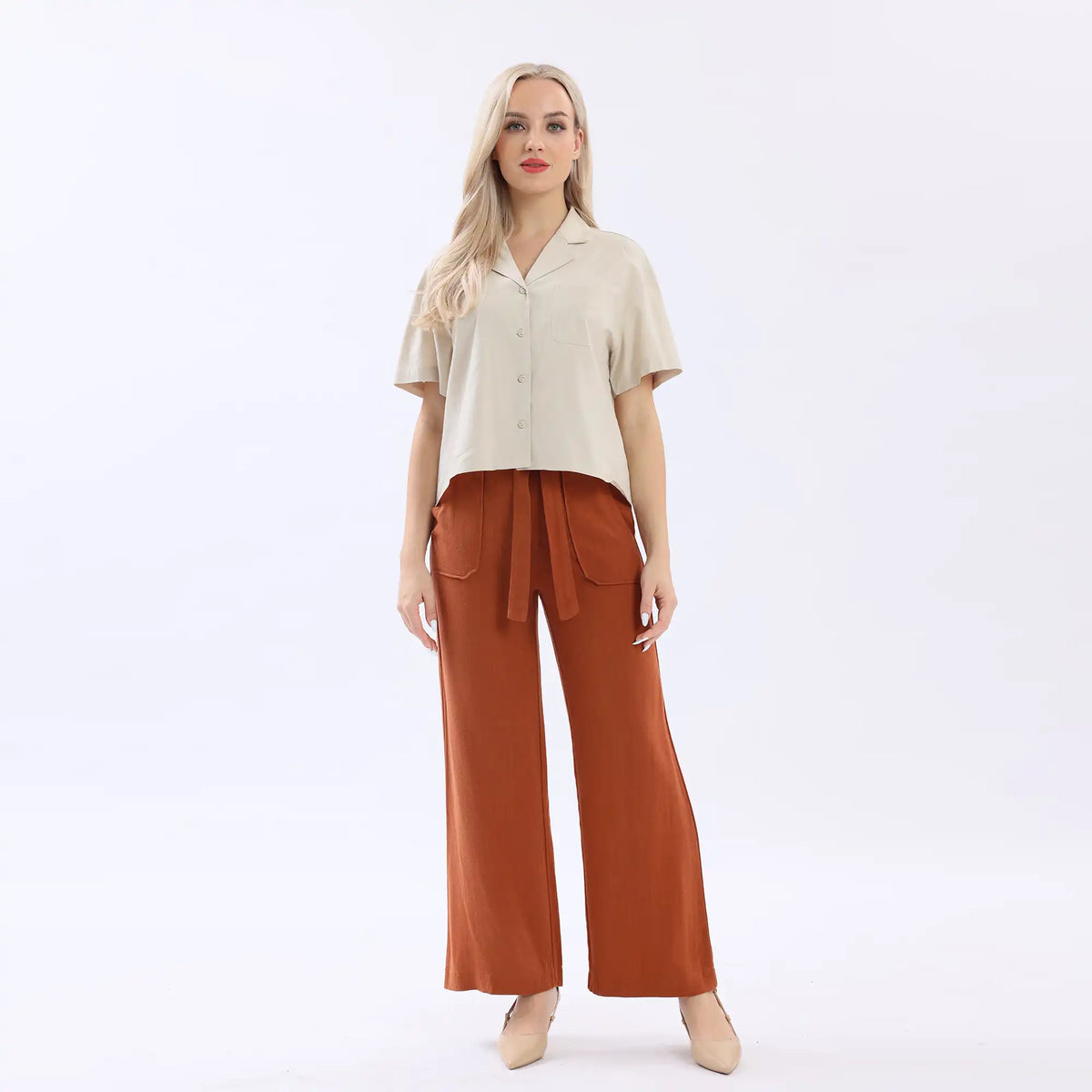 Plain Linen Shirt For Women Image