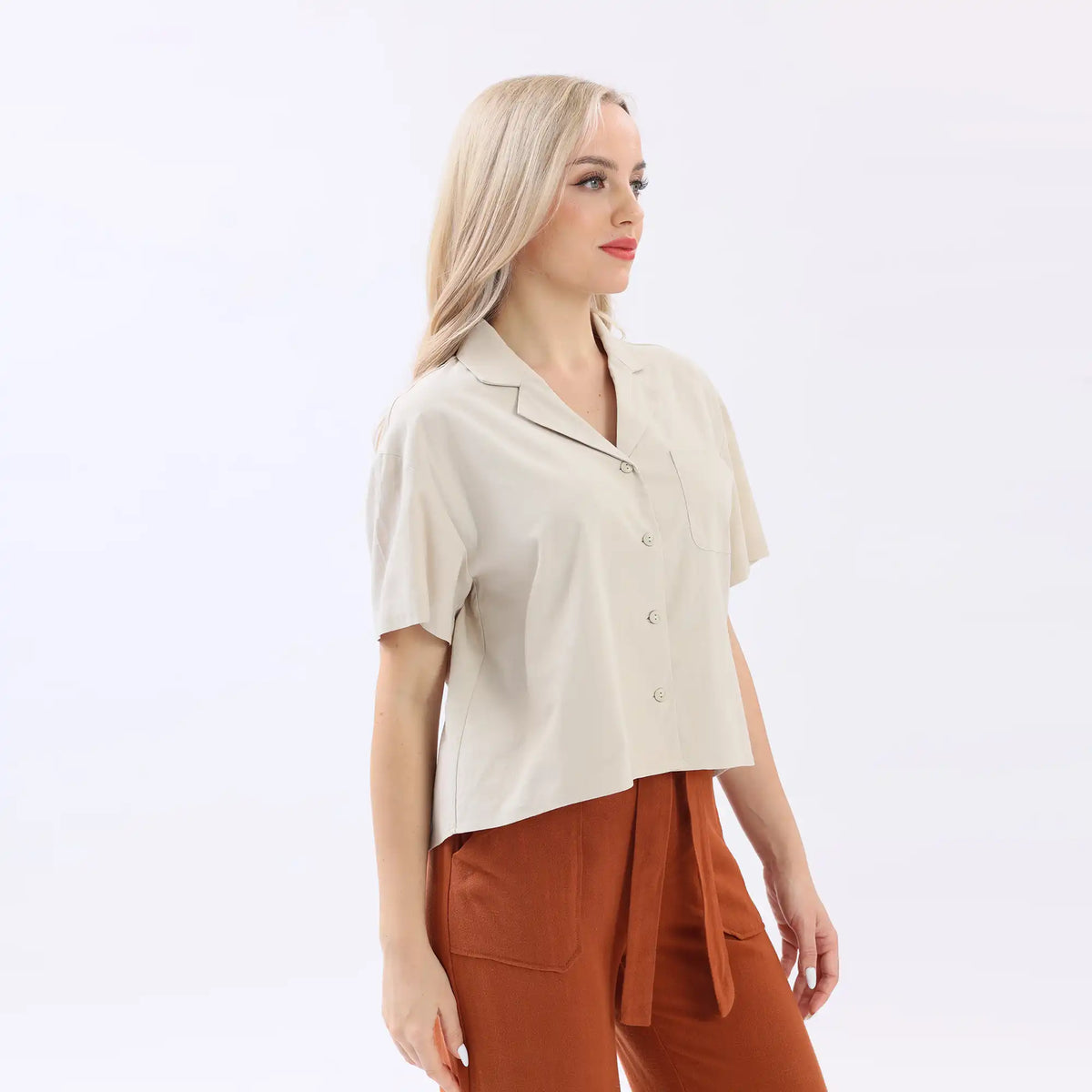 Plain Linen Shirt For Women Image