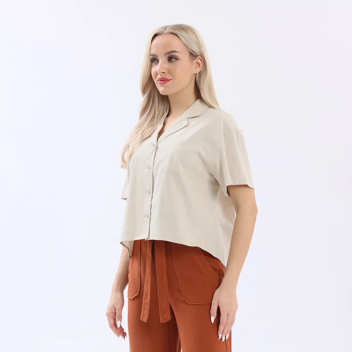 Plain Linen Shirt For Women Image