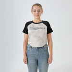 Black Embroidery Street Look T.Shirt For Women Image