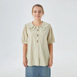 Light Water Green Floral Street Look Shirt For Women Image