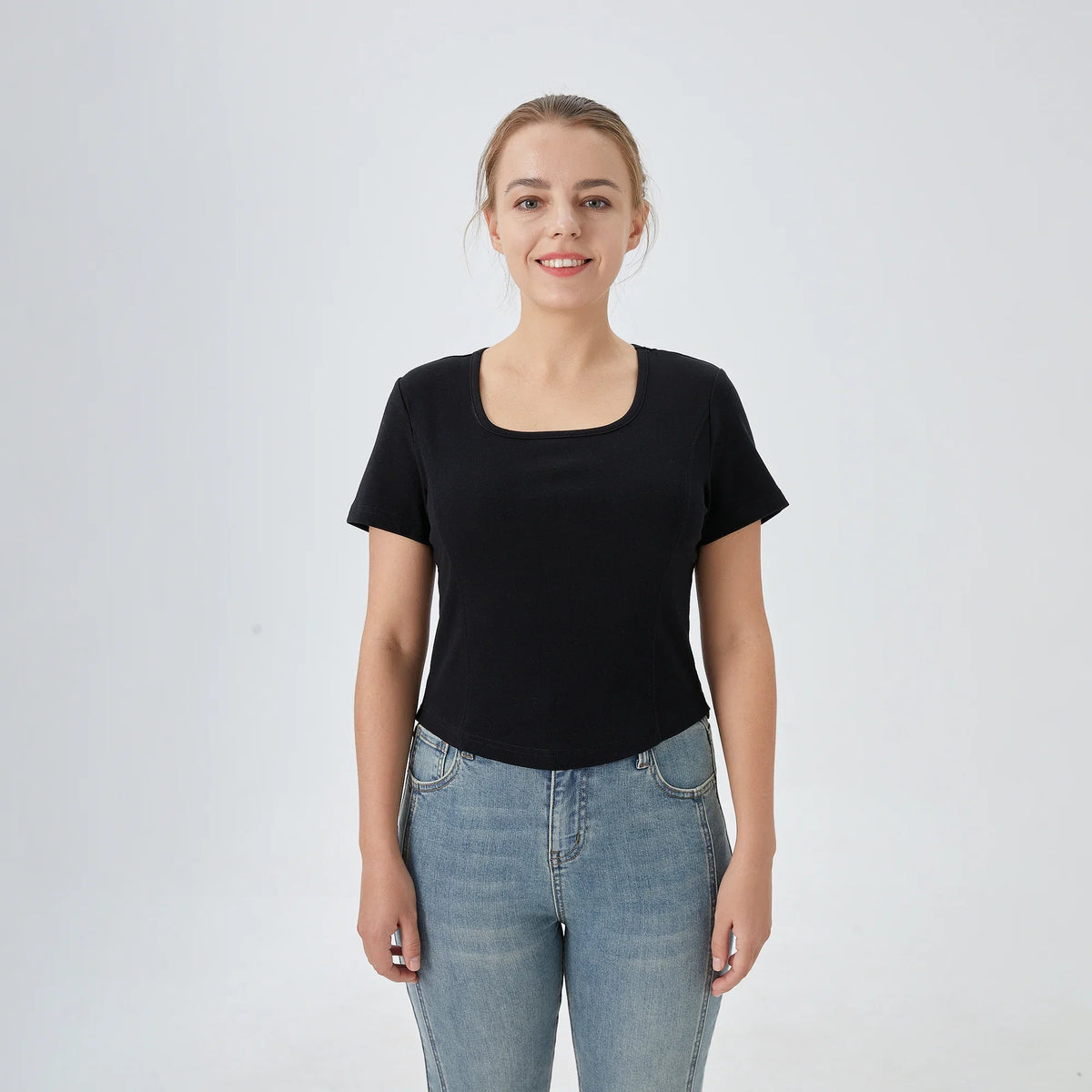 Black Plain Street Look T.Shirt For Women Image