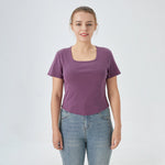 Dark Purple Plain Street Look T.Shirt For Women Image