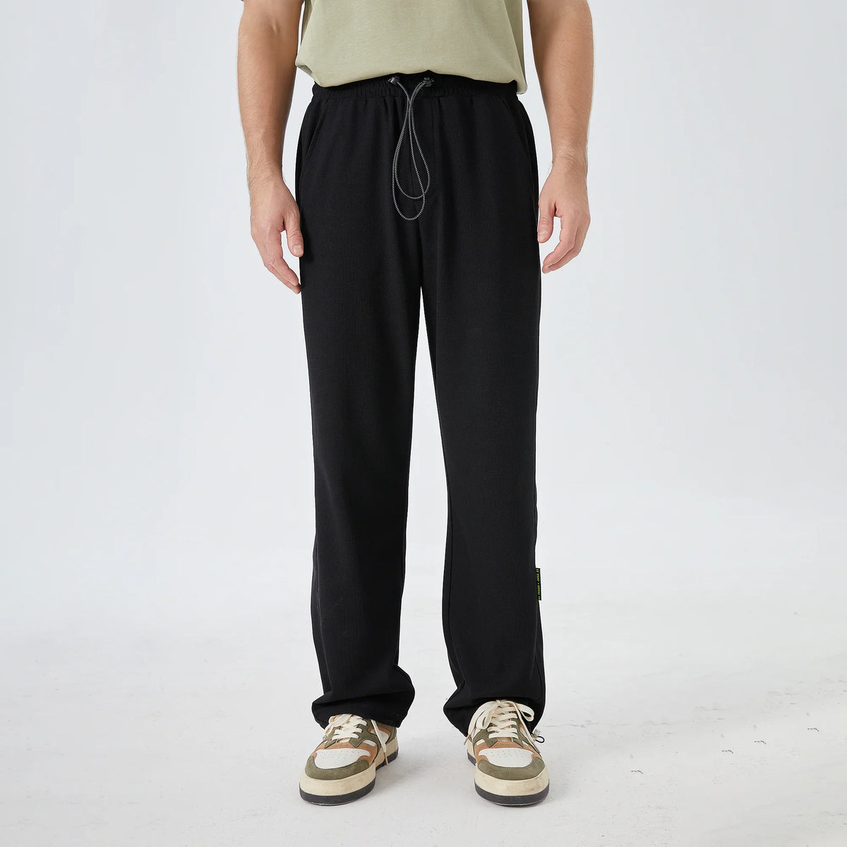 Black Baggy Street Look Pants For Men Image