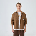 Coffee Badge Street Look Shirt For Men Image