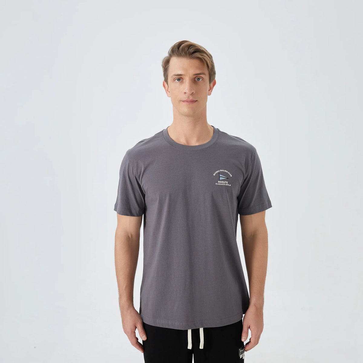 Dark Gray Printed Street Look T.Shirt For Men Image