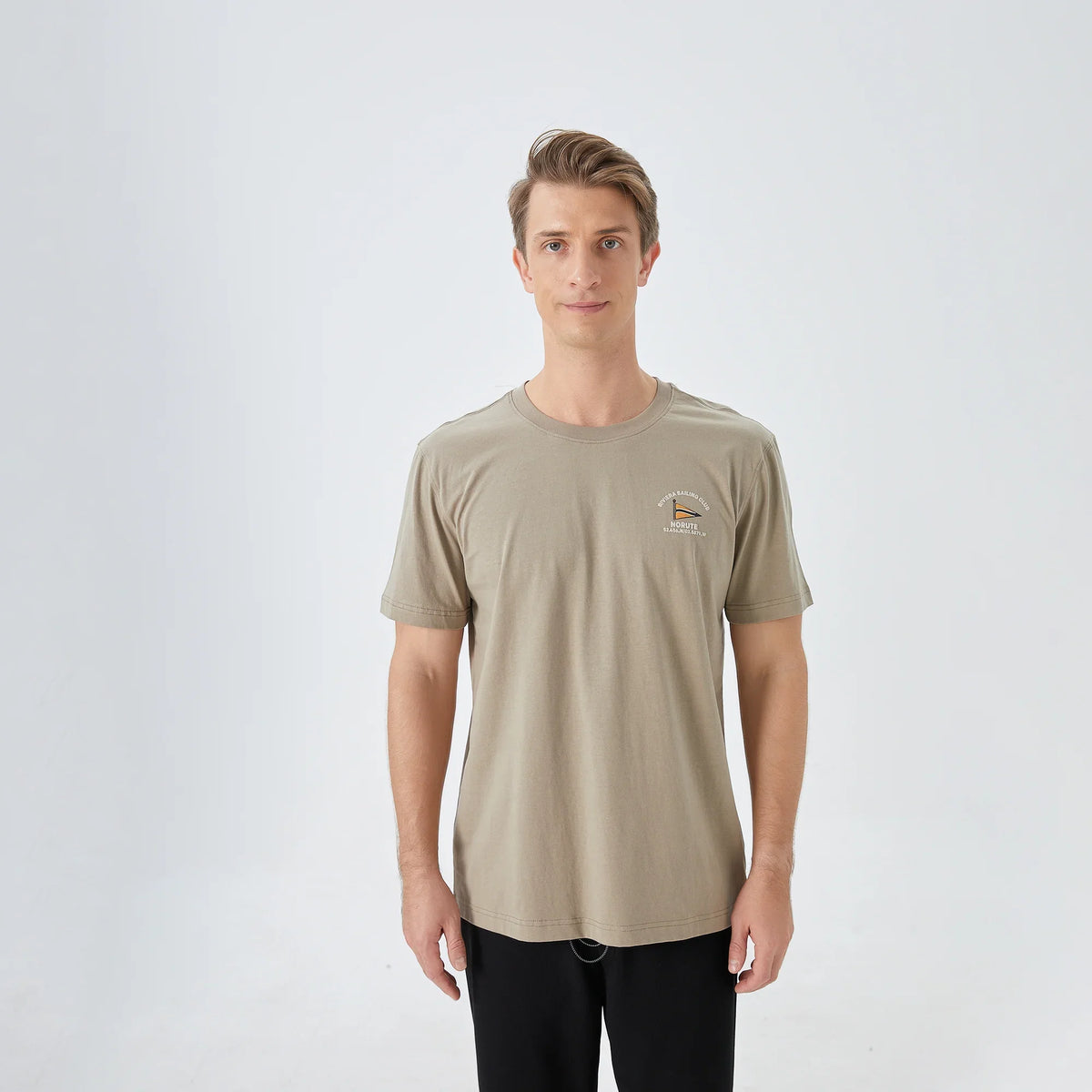 Gray Green Printed Street Look T.Shirt For Men Image