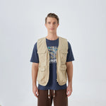 Khaki Plain Street Look Waistcoat For Men Image
