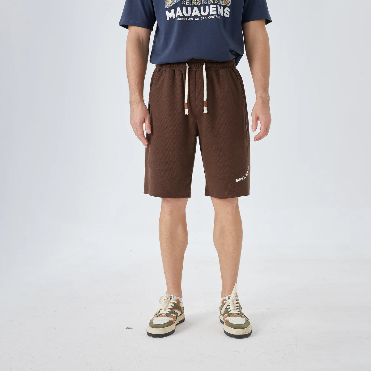 Dark Camel Baggy Street Look Shorts For Men Image