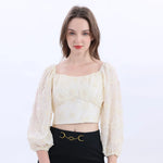 Beige Embroidery Fashion Blouse For Women Image