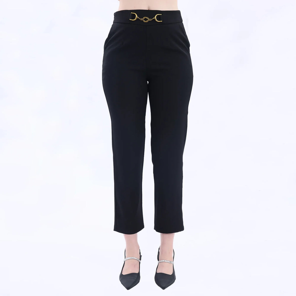 Black Straight-Leg Fashion Pants For Women Image