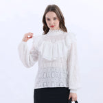 White Laed Fashion Blouse For Women Image