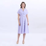 Purple Collar Fashion Dress For Women Image