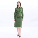 Green Collar Velvet Fashion Dress For Women Image