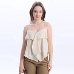 Beige Sleeveless Satin Blouse For Women Image