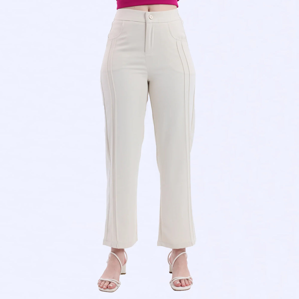 Beige Straight-Leg Fashion Pants For Women Image