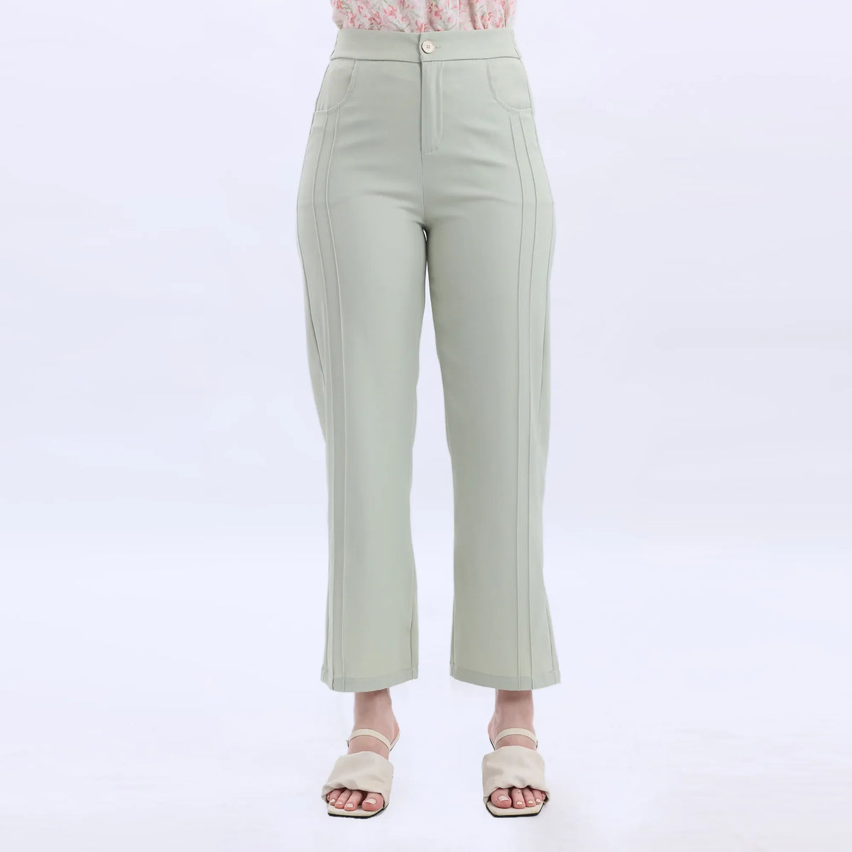 Green Straight-Leg Fashion Pants For Women Image