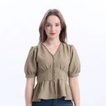 Khaki Jacquard Fashion Blouse For Women Image