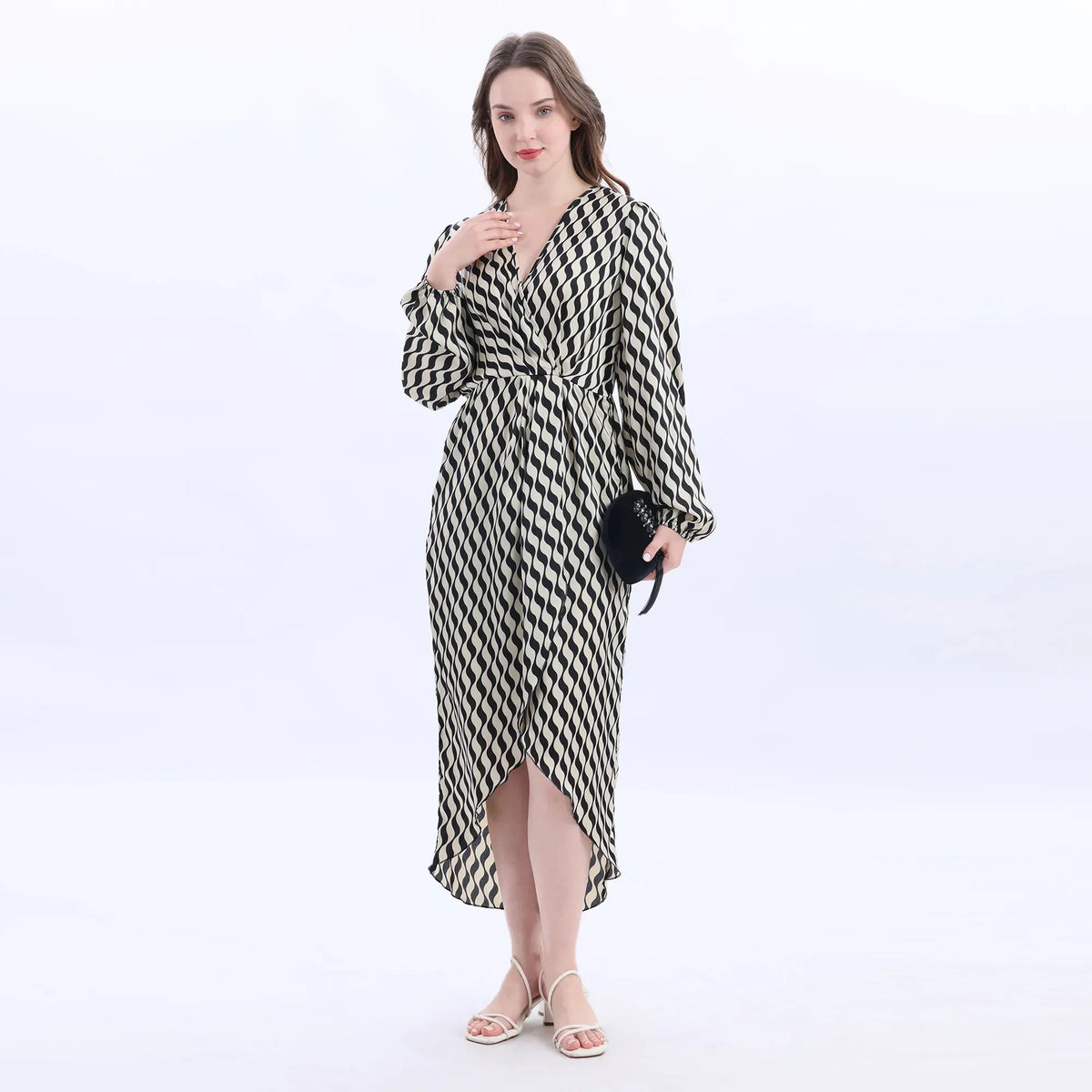Black Striped Fashion Dress For Women Image