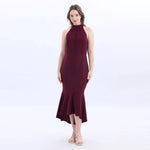 Maroon Sleeveless Linen Evening Dress For Women Image