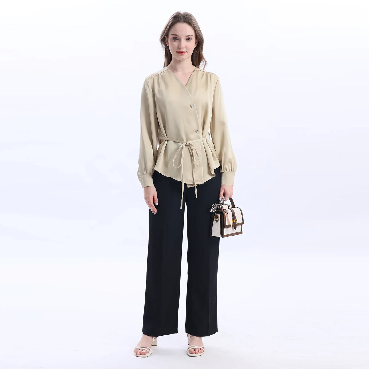 Plain Satin Shirt For Women Image