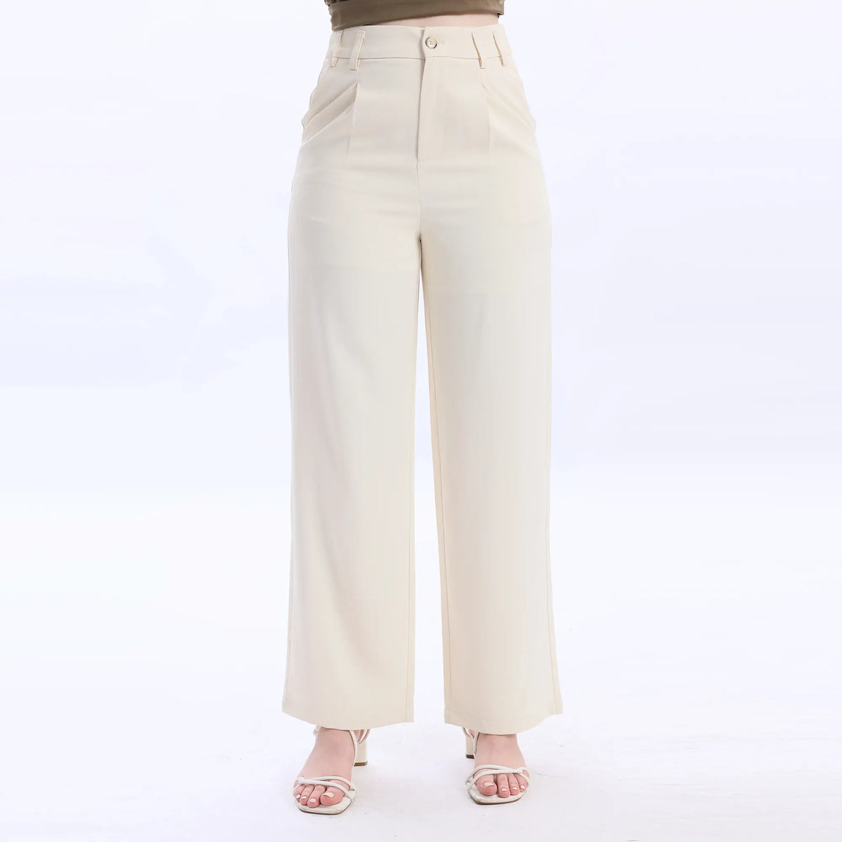 Beige Wide-Leg Fashion Pants For Women Image