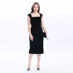 Black Plain Evening Dress For Women Image
