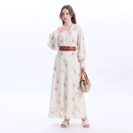 Beige Floral Fashion Dress For Women Image