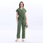Green Plain Fashion Jumpsuit For Women Image