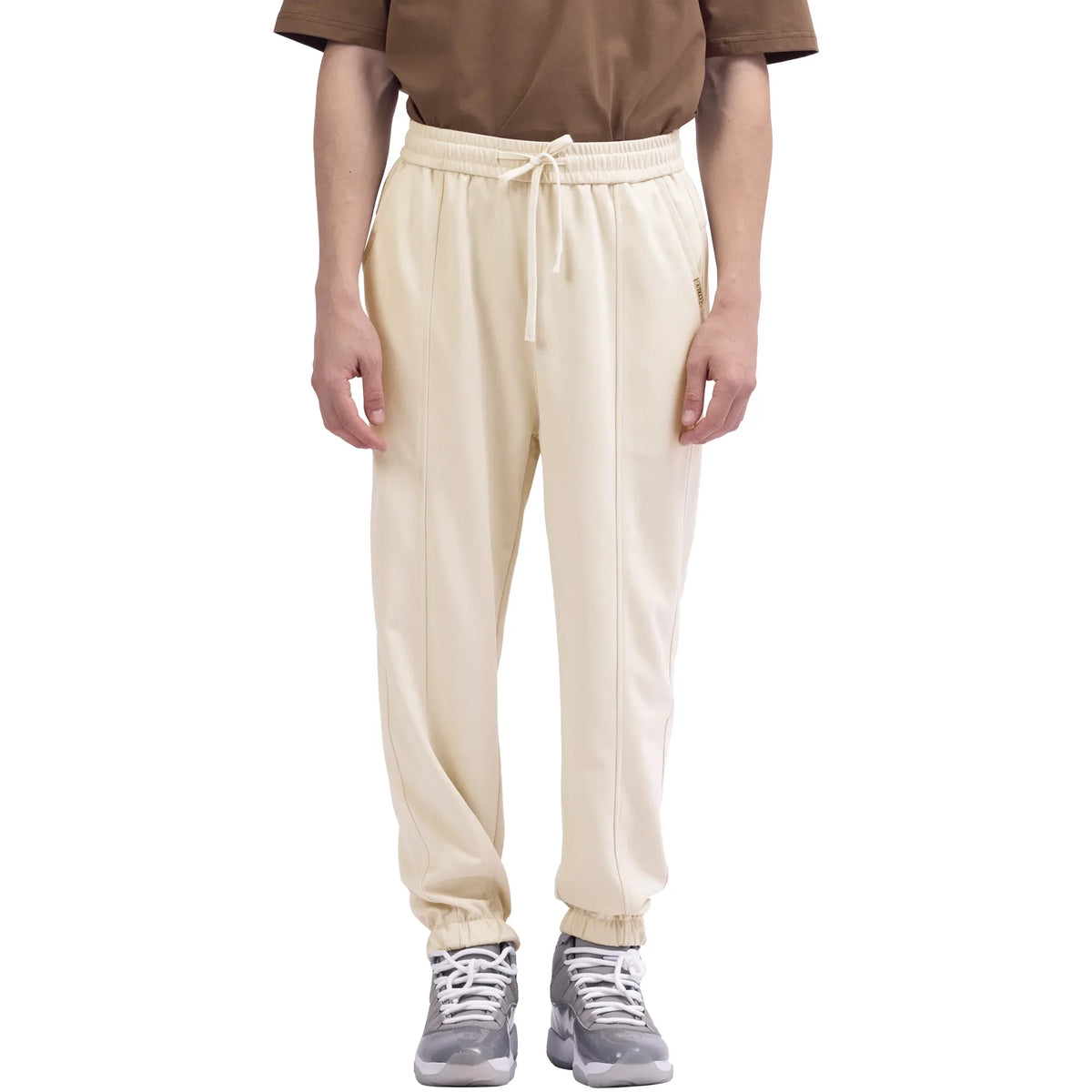 Beige Ankle-Tied Street Look Pants For Men Image