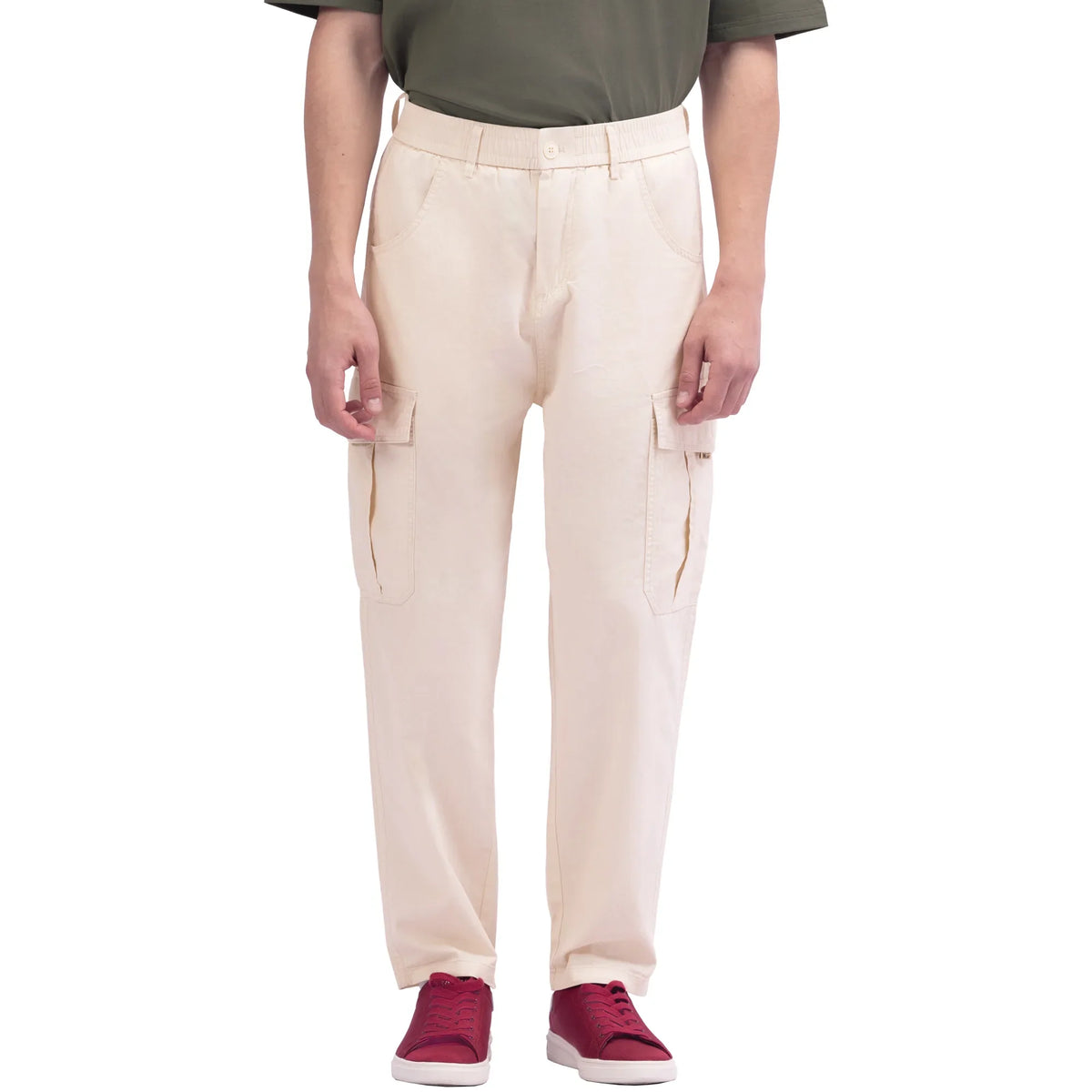 Off White Baggy Street Look Pants For Men Image