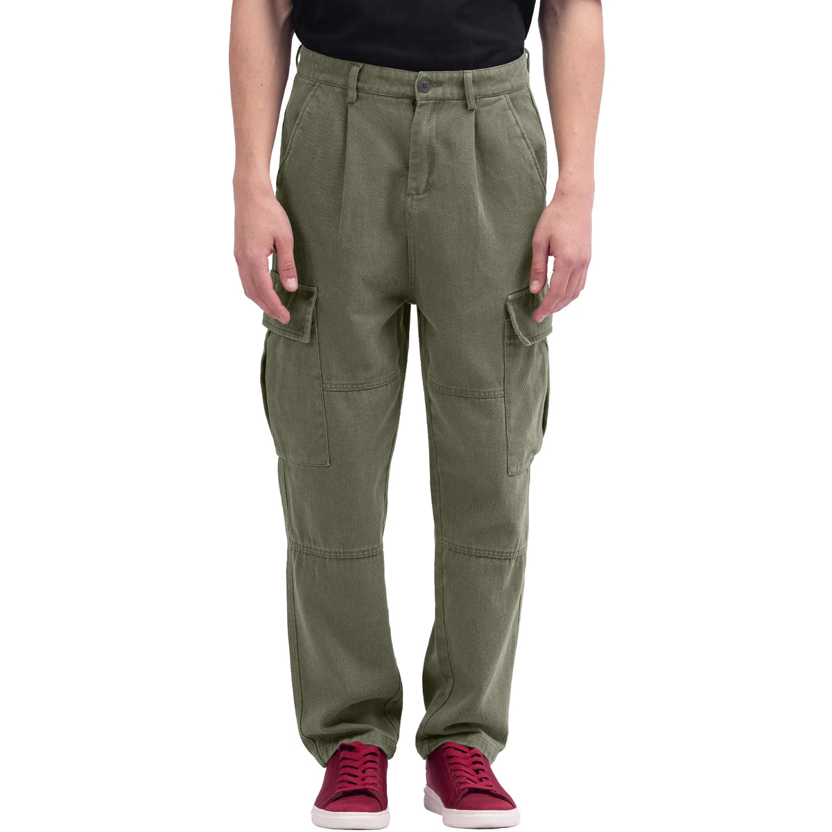Army Green Baggy Street Look Pants For Men Image