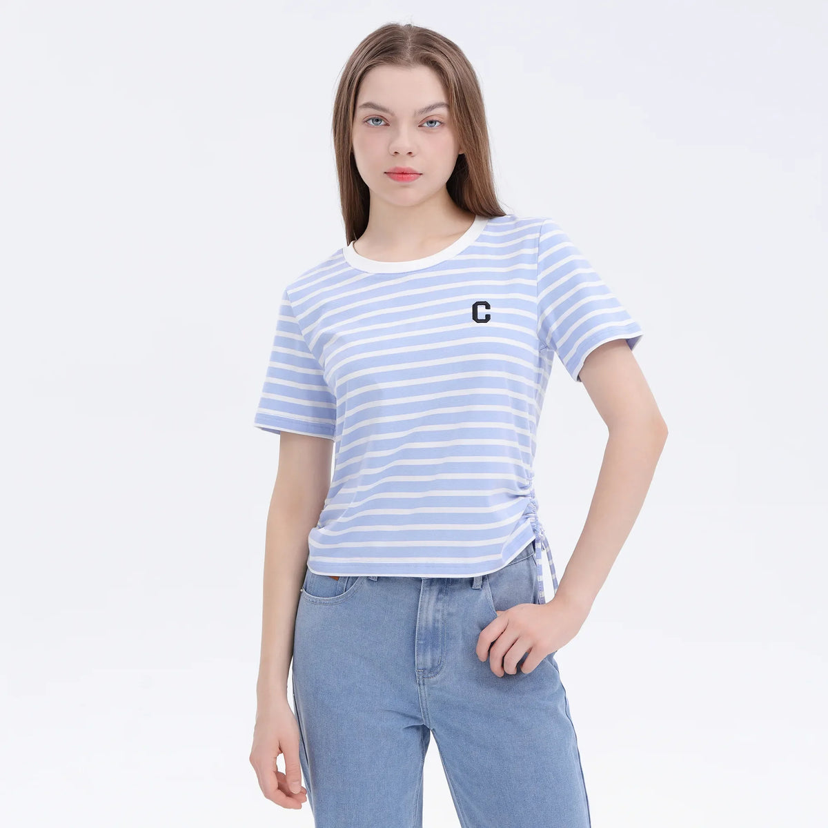 Blue Pattern Street Look T.Shirt For Women Image