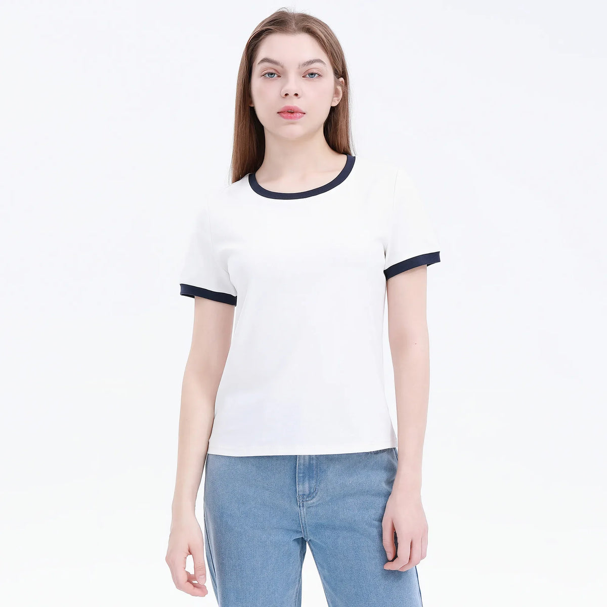 White Pattern Street Look T.Shirt For Women Image