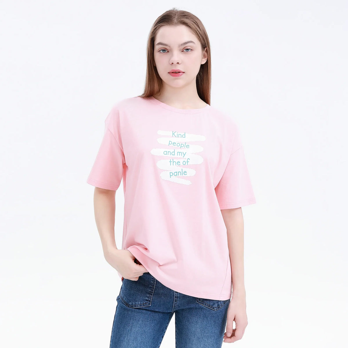 Pink Printed Street Look T.Shirt For Women Image
