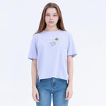 Light Purple Embroidery Street Look T.Shirt For Women Image