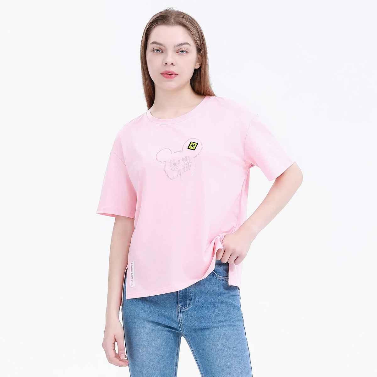 Pink Embroidery Street Look T.Shirt For Women Image